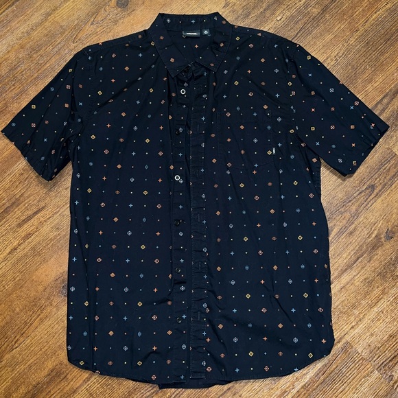 Vans Other - Vans Black Colorful Printed Short Sleeve Button Up Pocket Shirt Cotton Size XL